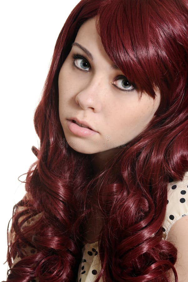 Teen girl with burgundy hair