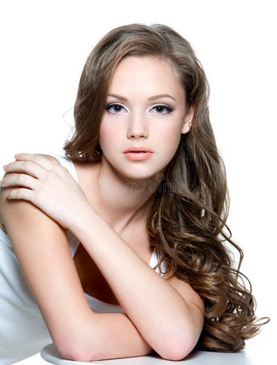 Closeup Portrait of a Teenage Girl with Reddened Cheeks Stock Photo - Image of s