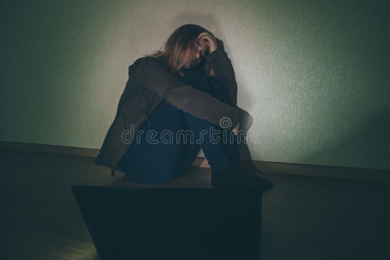 Teen Girl Excessively Sitting at the Phone at Home. he is a Victim of ...