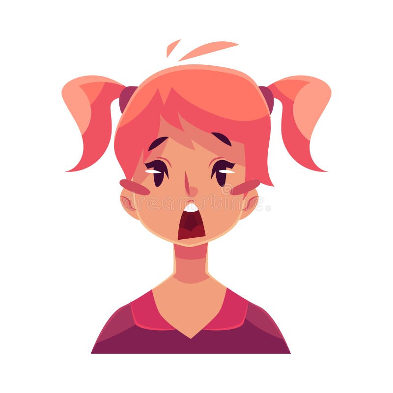 Teen Girl Face Surprised Facial Expression Stock Vector Illustration