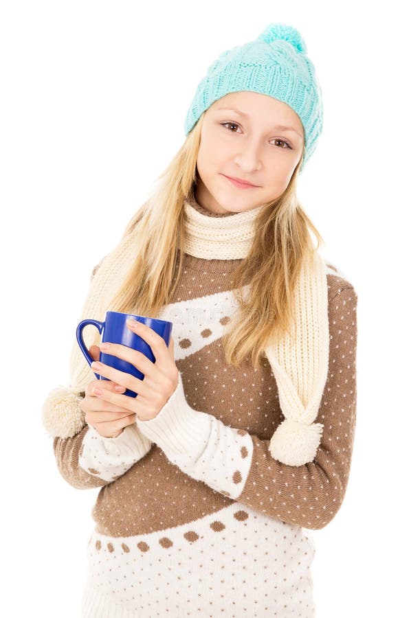 Teen girl holding a cup