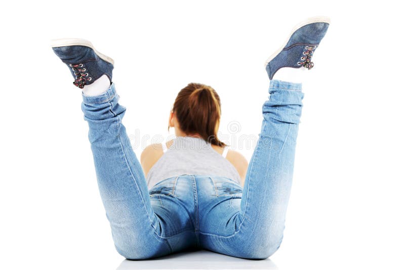 Teen Girl Lying On Her Tummy Stock Image Image Of Posing Closeup 21479155