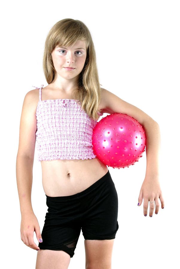 Teen Girl with a Massage Ball Stock Photo photo Teen Girl with a Massage Ball Stock Photo photo photo