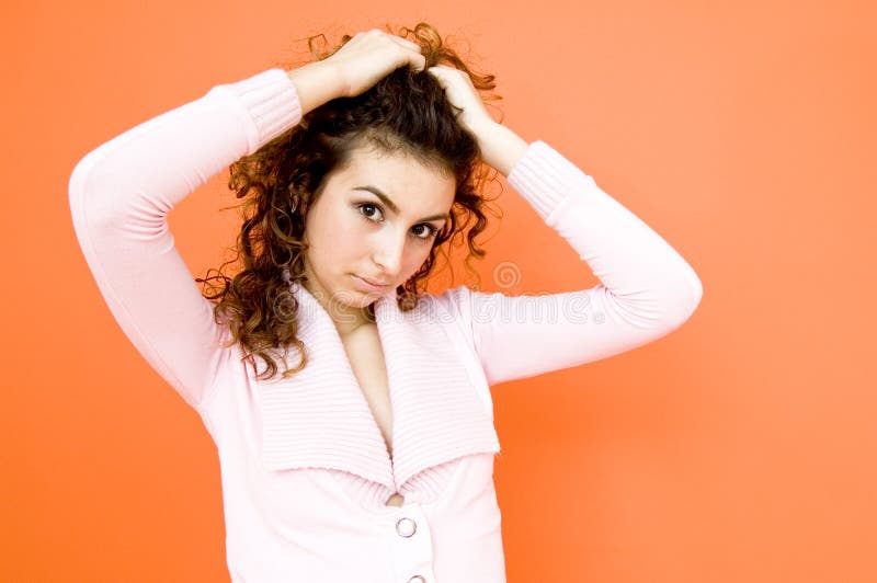 Teen Girl Pulling Back Hair Royalty Free Stock Photos Image 1862348