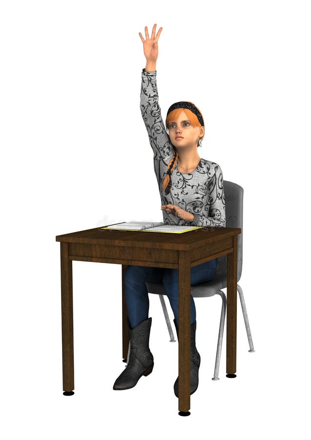 Child Raising Hand Desk Isolated Stock Illustrations 45 Child