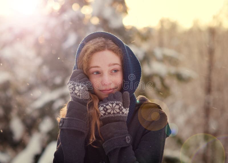 Teen girl in the snow