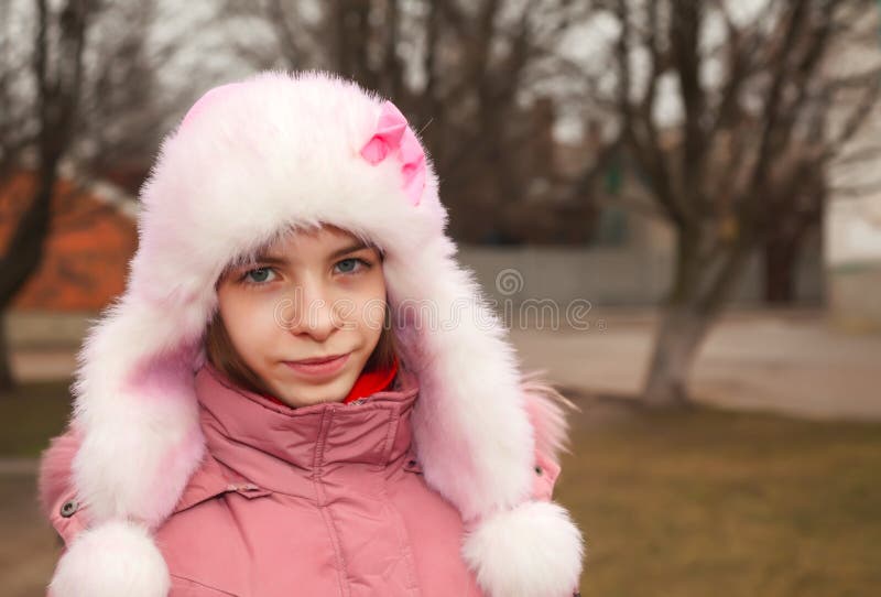 Teen girl staying outdoors stock image. Image of cold - 29754985