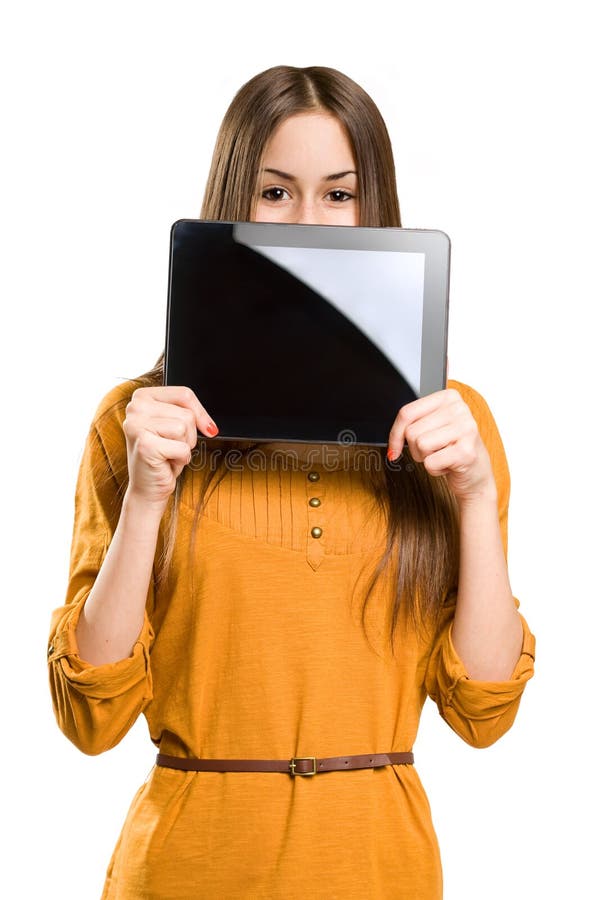 Teen girl using tablet computer. royalty free stock images Teen girl using tablet computer. royalty free stock images