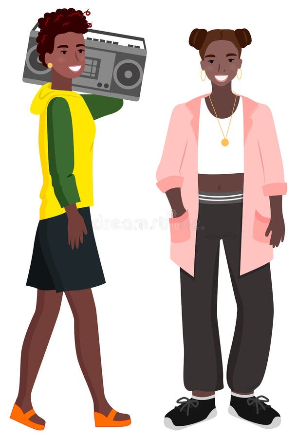 Youth Teenagers with Boombox Radio Music Vector