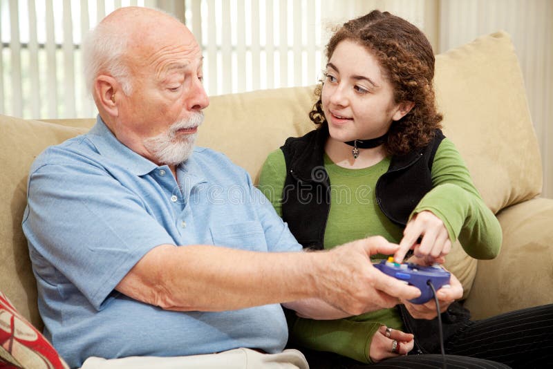 Teen Helps Grandpa Stock Photo Image Of Retired Grandfather 10259834