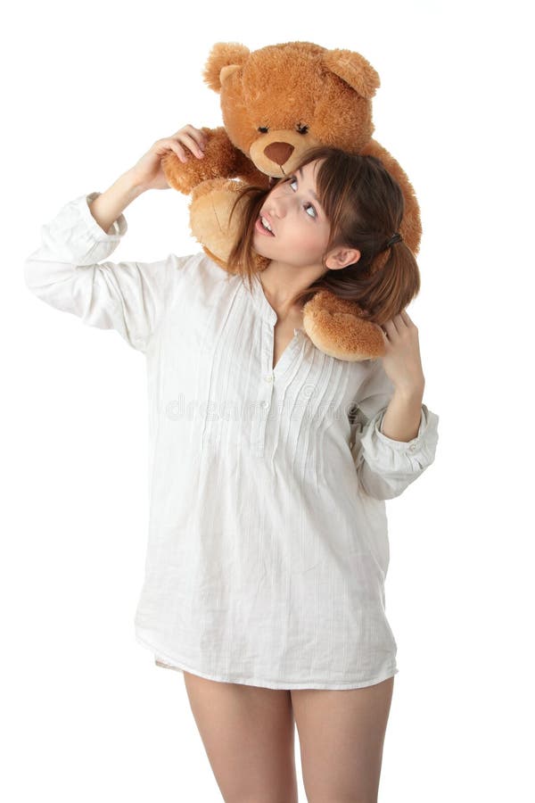 Teen with teddy bear