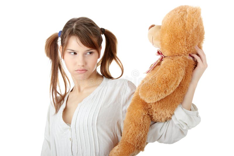 Teen with teddy bear