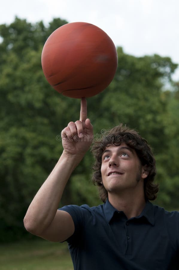 Teenage boy with basketball