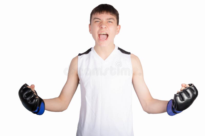 Teenage boy boxer royalty free stock image