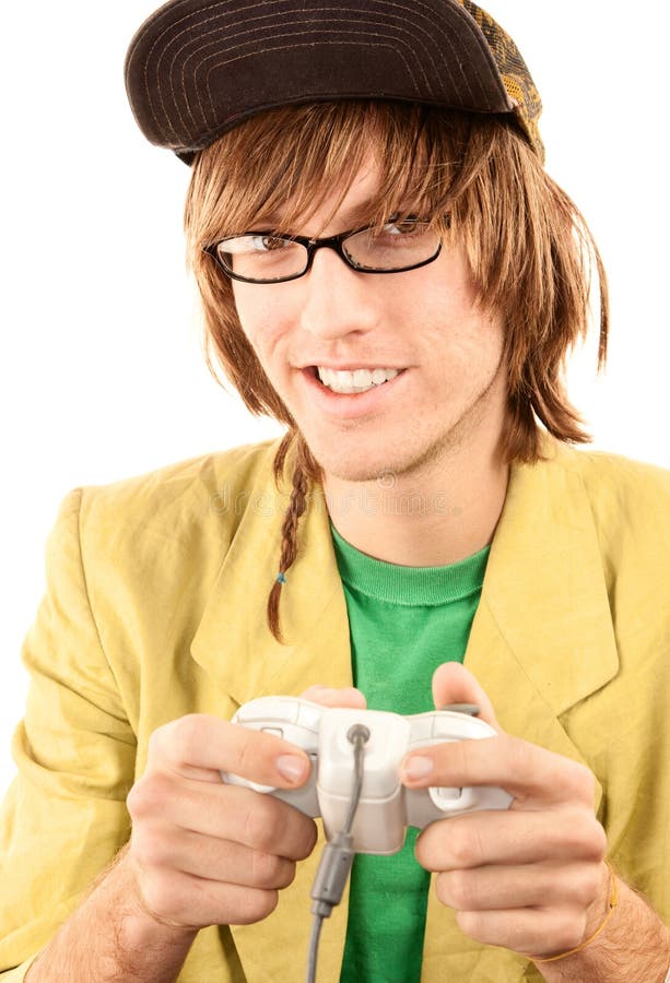 Teenage boy with game controller