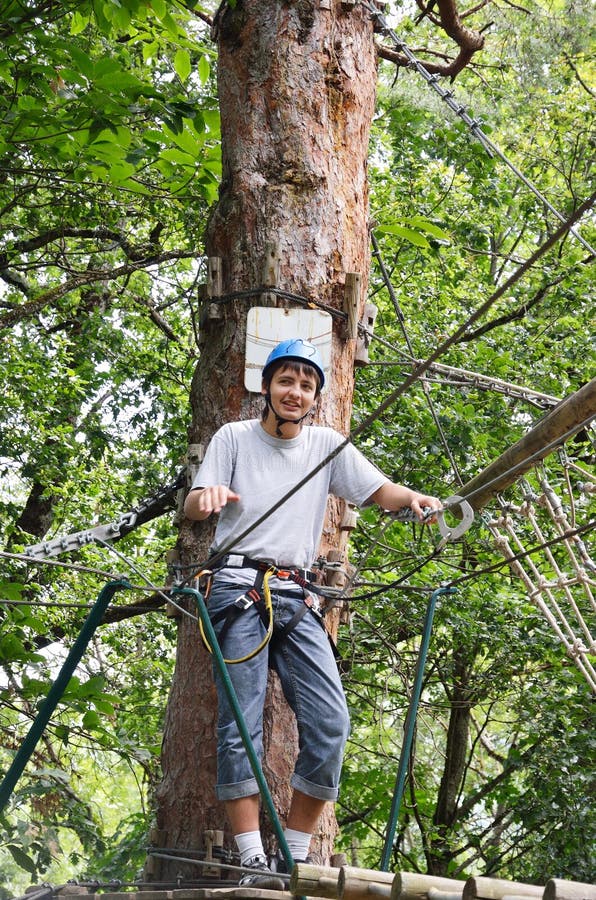 Teenage boy at the obstacle course stock photos Teenage boy at the obstacle course stock photos