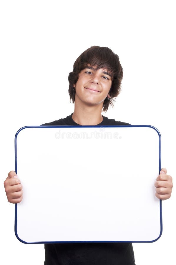 Teenage Boy with a Whiteboard Stock Photo - Image of text, people: 21107990