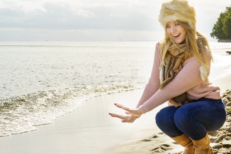 Woman on Beach Presenting Fashion Stock Photo - Image of resting ...