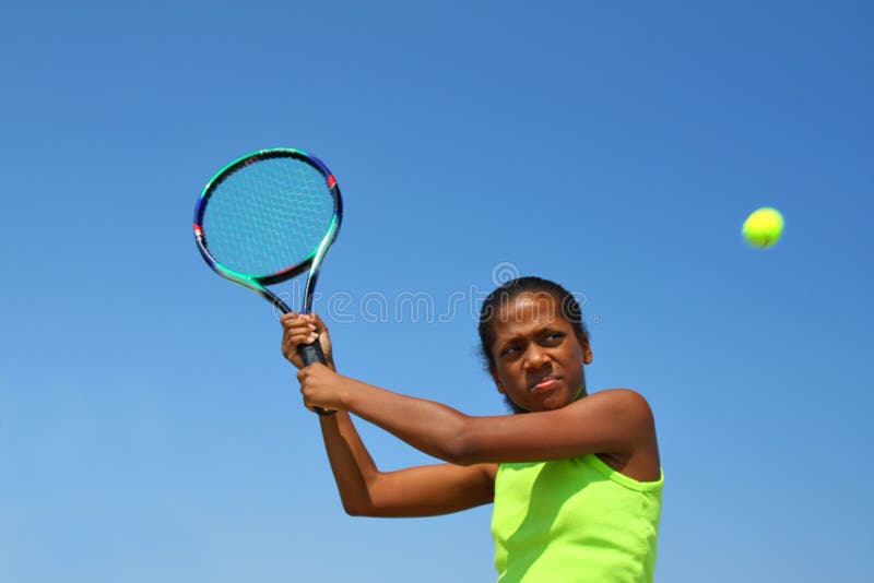 Teenage female tennis player