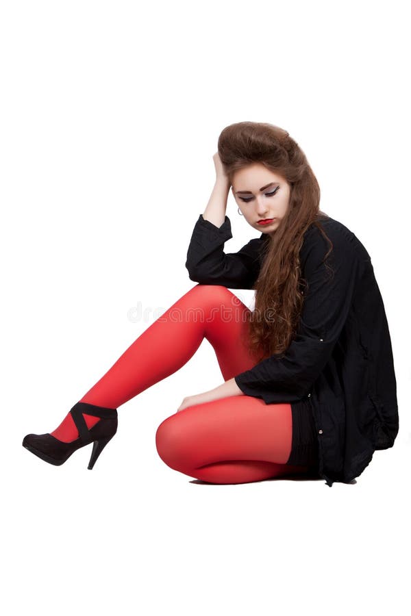 Teenage Girl in Black and Red Clothes Stock Photo - Image of posing ...