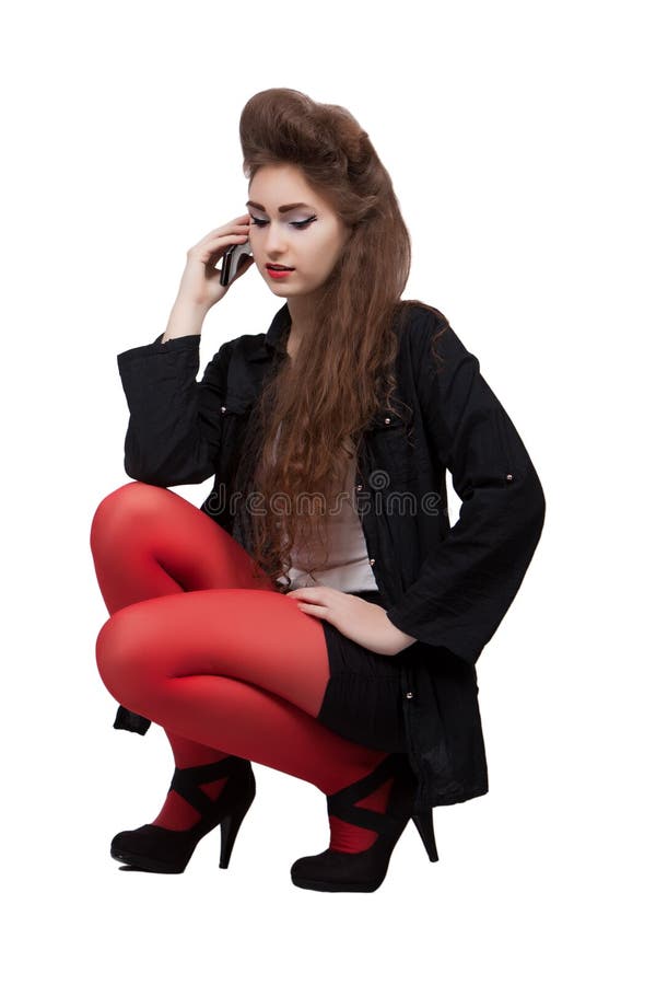 Teenage Girl in Black and Red Clothes Stock Image - Image of freedom ...