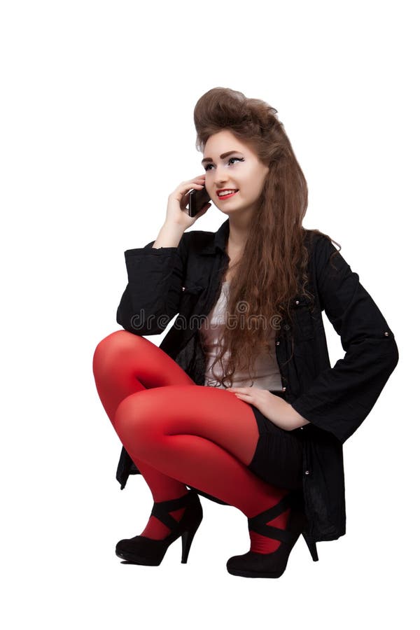 Teenage Girl in Black and Red Clothes Stock Image - Image of freedom ...