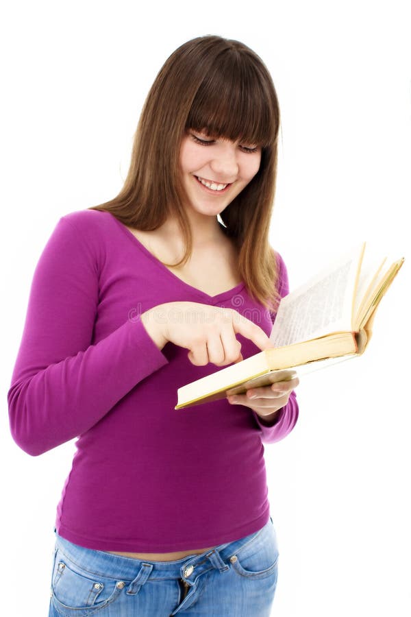 Teenage girl with book stock image. Image of isolated - 18940133