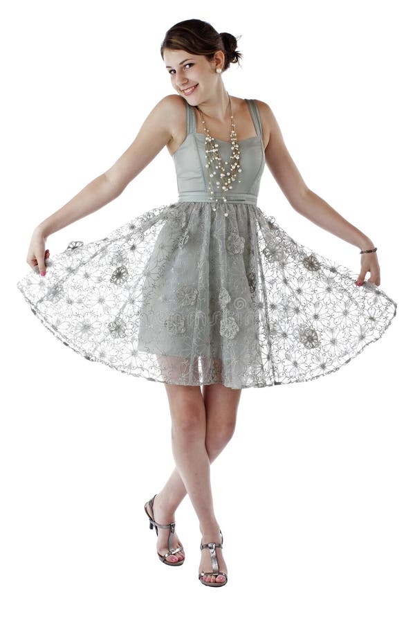 Teenage Girl Dances in Lace Party Dress Stock Image - Image of adolescent,  pearl: 24630071