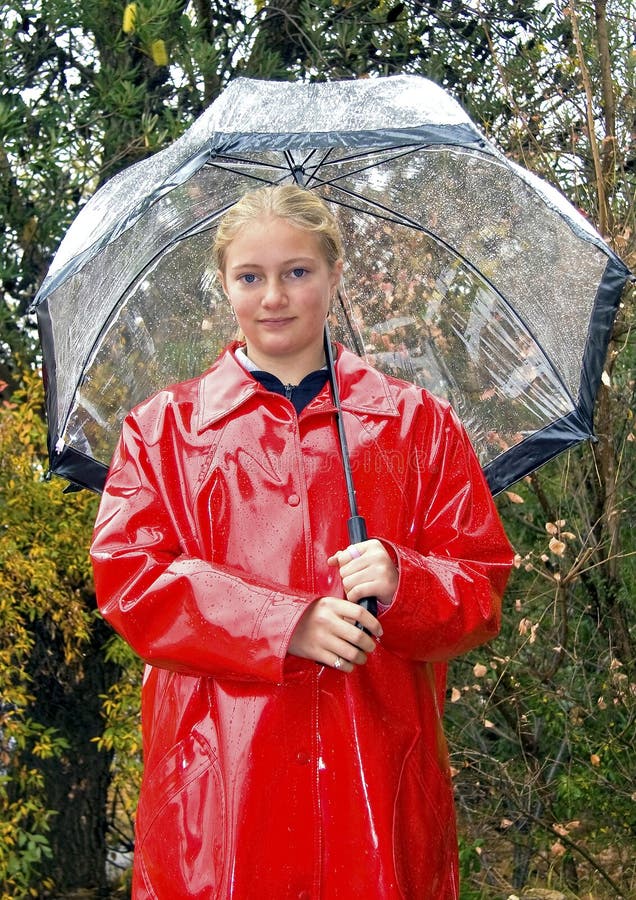 Teenage Girl Dressed for Rainy Day Stock Image - Image of weather ...