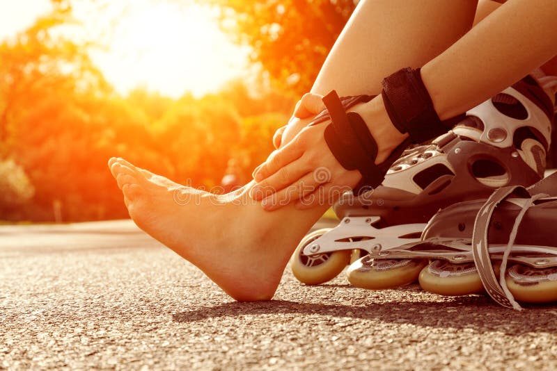 Injury situation with inline skates painful sprain. Injury situation with inline skates painful sprain