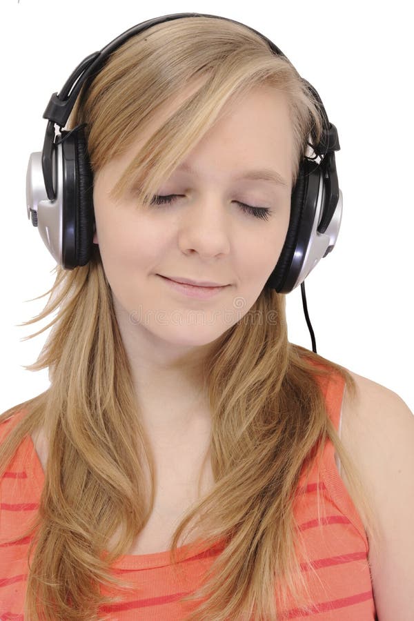 Teenage girl listening to music