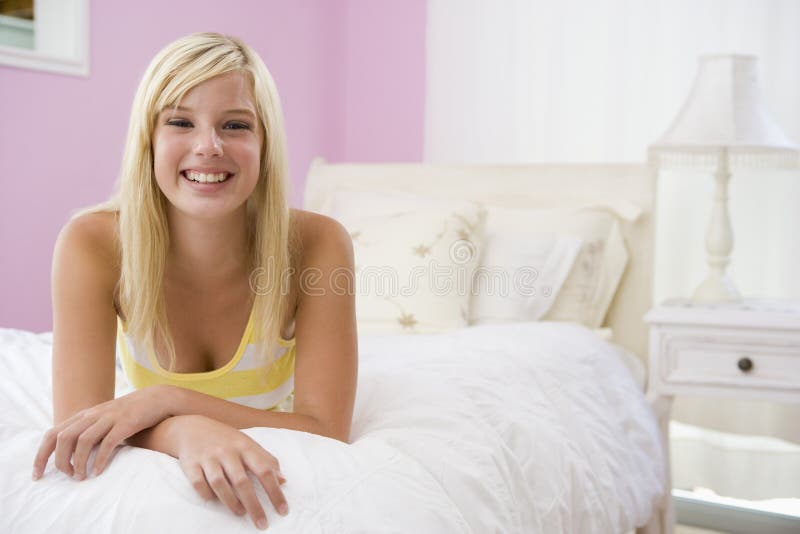 Teenage Girl Lying On Bed Royalty Free Stock Image Image 6882366