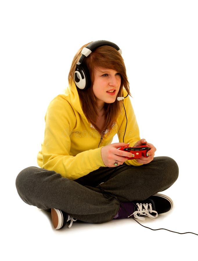 Teenage Couple With Headphone Play Game Online At Home Computer. Stock Photo, Picture and Royalty Free Image. Image 172632258.
