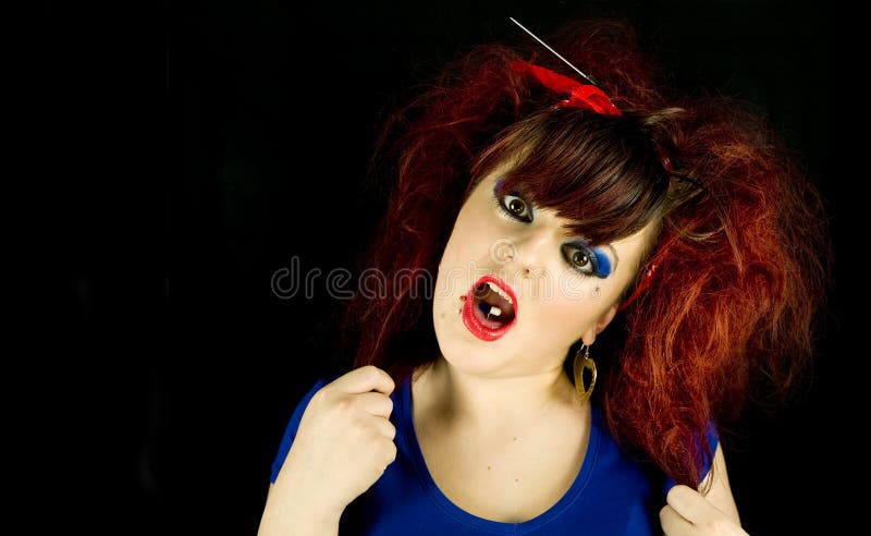 Teenage girl pulling hair out royalty free stock photos