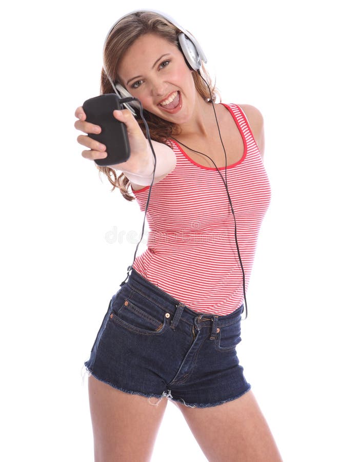 Teenage girl singing to music from her cell phone royalty free stock photos Teenage girl singing to music from her cell phone royalty free stock photos