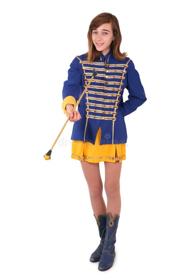 Teenage Majorette in Uniform Holding a Baton Stock Photo Image of