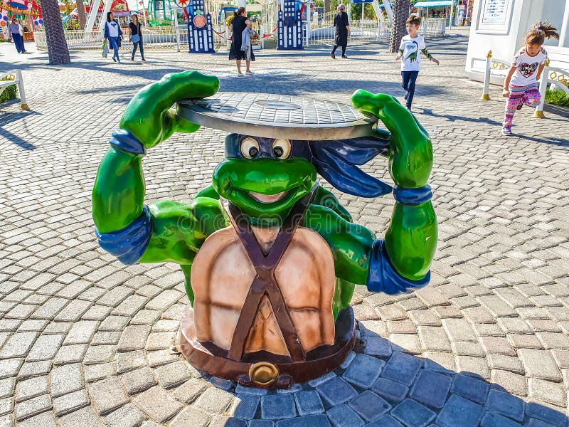 Teenage mutant ninja turtles figures Leonardo in Culture and Leisure Park Ashgabat  Street art