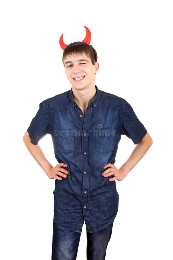 Teenager with Devil Horns royalty free stock images