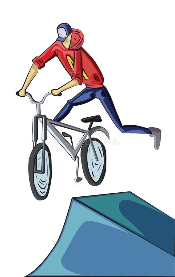 Teenager Doing Bike Tricks on Ramps Stock Vector - Illustration of ...