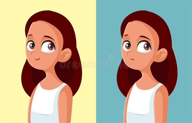 Teen Girl Feeling Happy and Sad Vector Cartoon Concept Illustration Stock  Vector - Illustration of happiness, cartoon: 251680163