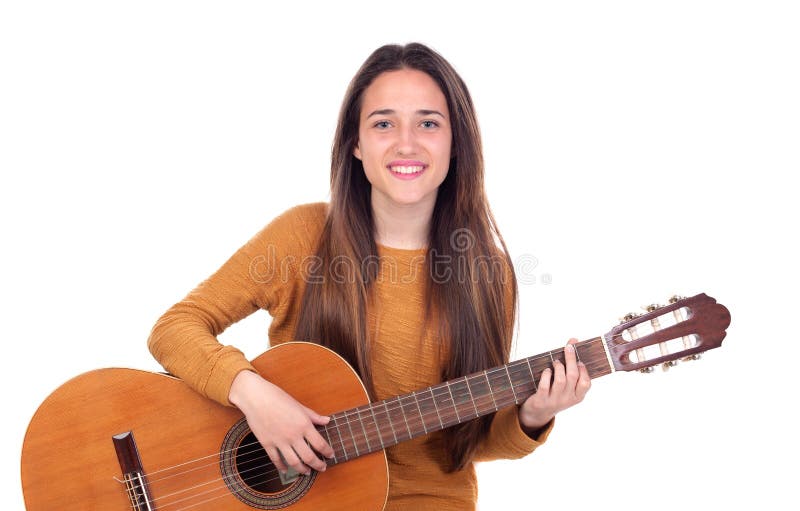 Teenager girl playing a guitar royalty free stock image Teenager girl playing a guitar royalty free stock image