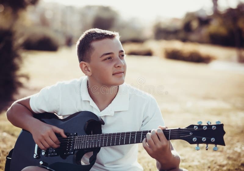 Teenager learning to play