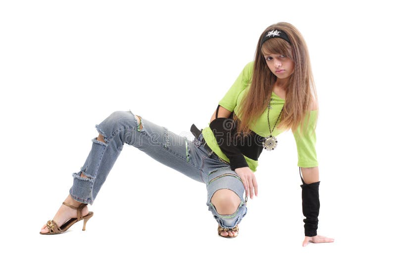 Teenager nei bluejeans strappati fotografie stock libere da diritti Teenager nei bluejeans strappati fotografie stock libere da diritti