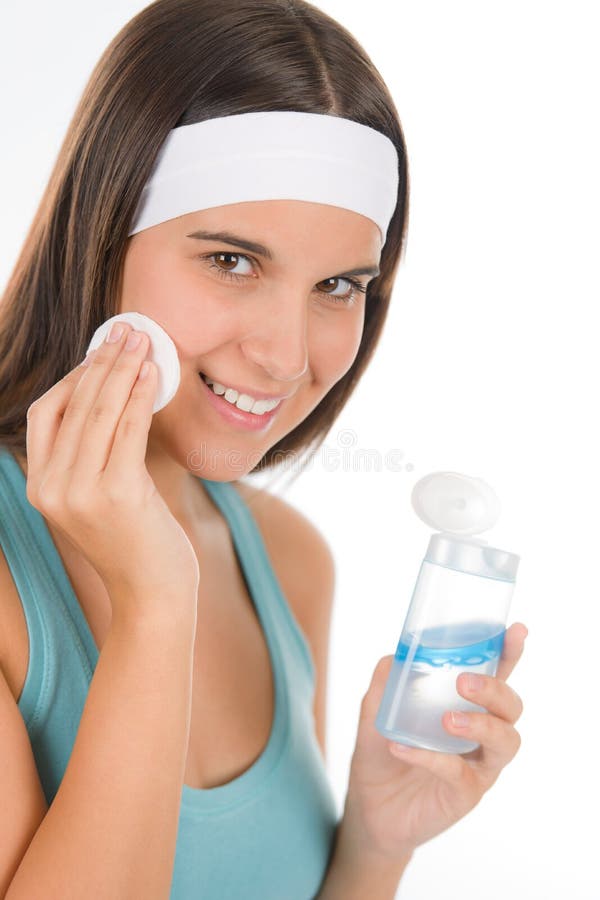 Teenager problem skin care - woman cleanse