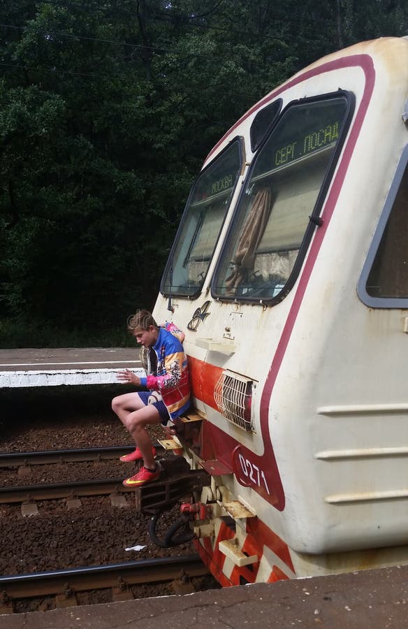 A teenager rides a train. royalty free stock photos A teenager rides a train. royalty free stock photos