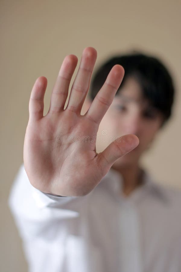 Teenager Shows His Palm stock photos