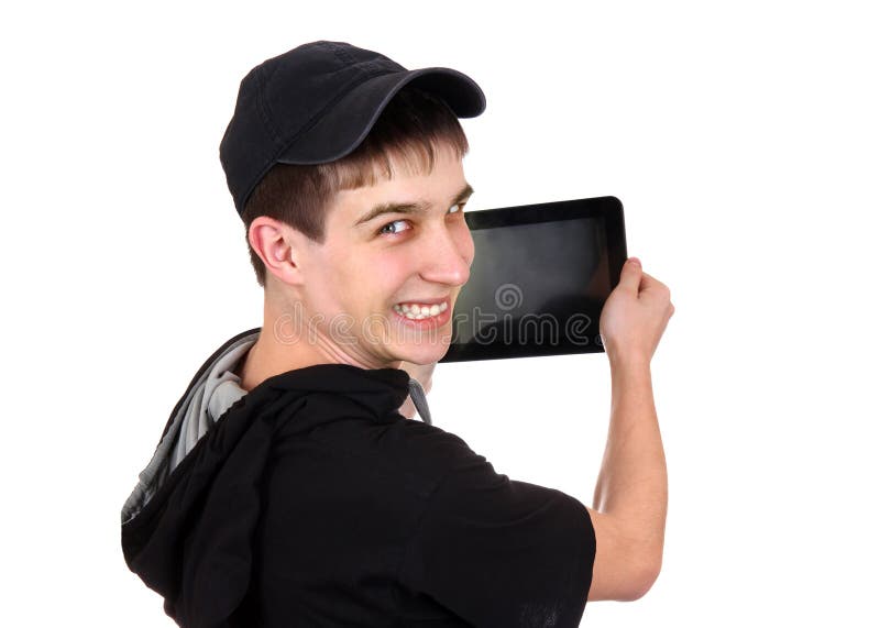 Teenager with Tablet Computer stock photography