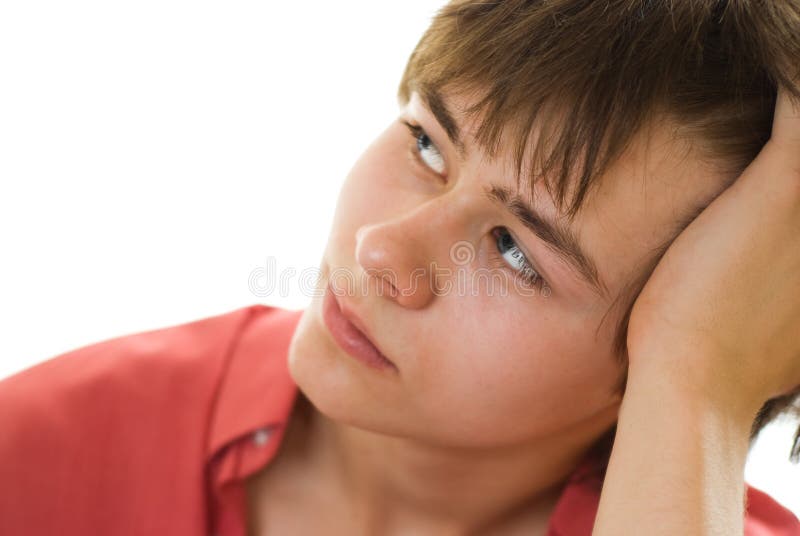 Teenager on a white background