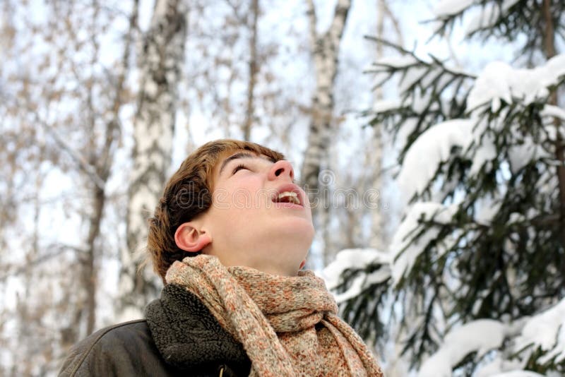 Teenager in winter royalty free stock photo