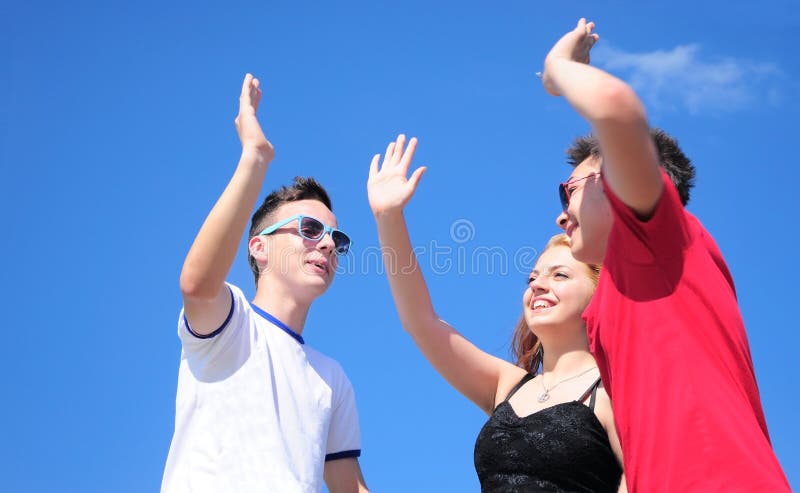 Teenagers giving five royalty free stock image Teenagers giving five royalty free stock image